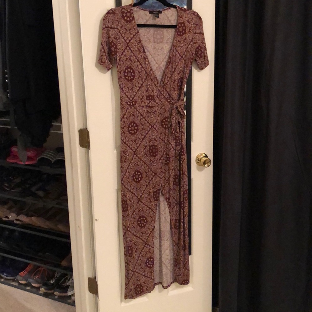 Maroon maxi wrap dress